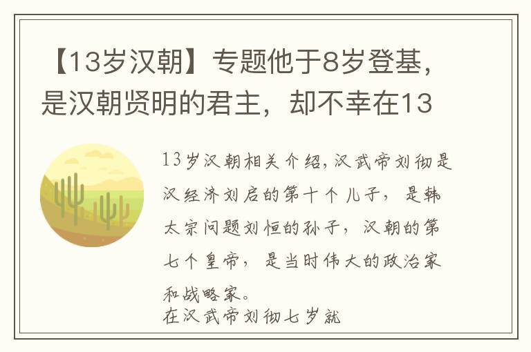 【13歲漢朝】專題他于8歲登基，是漢朝賢明的君主，卻不幸在13年后就病逝了