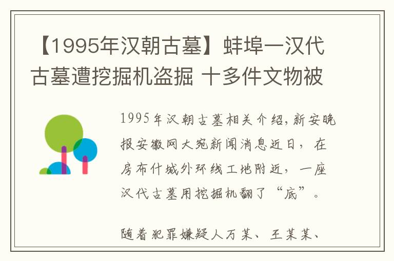 【1995年漢朝古墓】蚌埠一漢代古墓遭挖掘機(jī)盜掘 十多件文物被破損無(wú)法修復(fù)