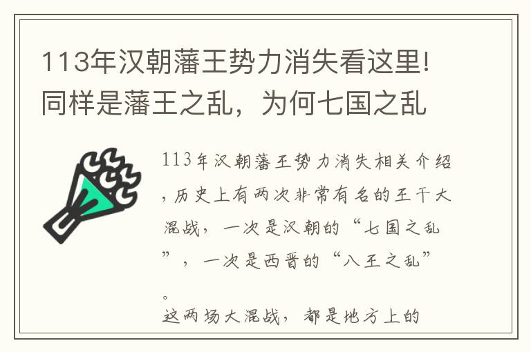 113年漢朝藩王勢力消失看這里!同樣是藩王之亂，為何七國之亂很快平定，八王之亂讓國家滅亡