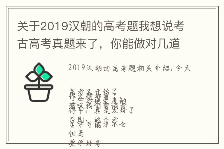 關(guān)于2019漢朝的高考題我想說考古高考真題來了，你能做對幾道？