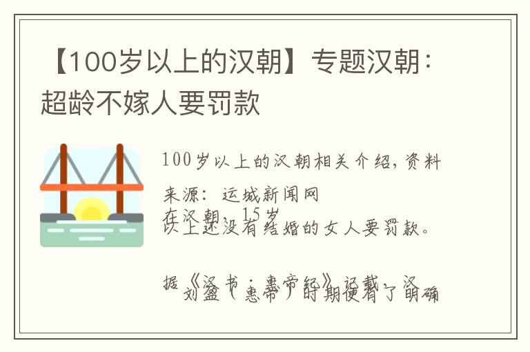 【100歲以上的漢朝】專題漢朝：超齡不嫁人要罰款