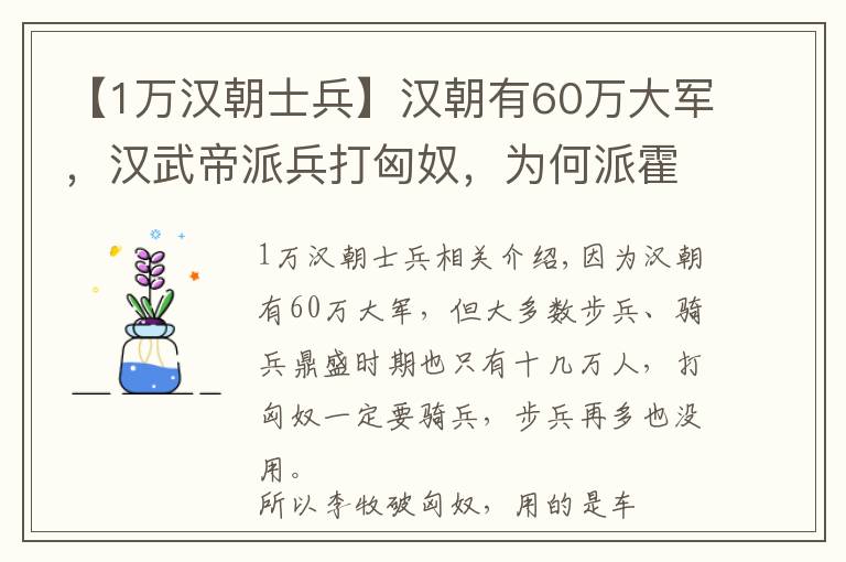 【1萬漢朝士兵】漢朝有60萬大軍，漢武帝派兵打匈奴，為何派霍去病只有幾萬人？