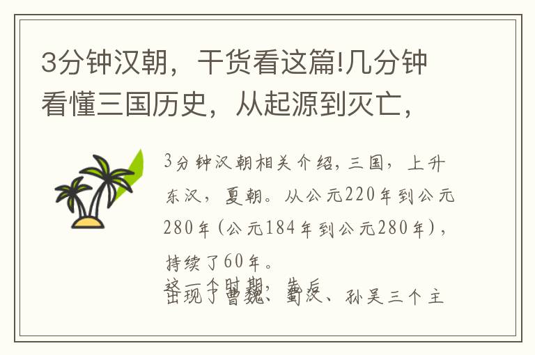 3分鐘漢朝，干貨看這篇!幾分鐘看懂三國歷史，從起源到滅亡，都理清了