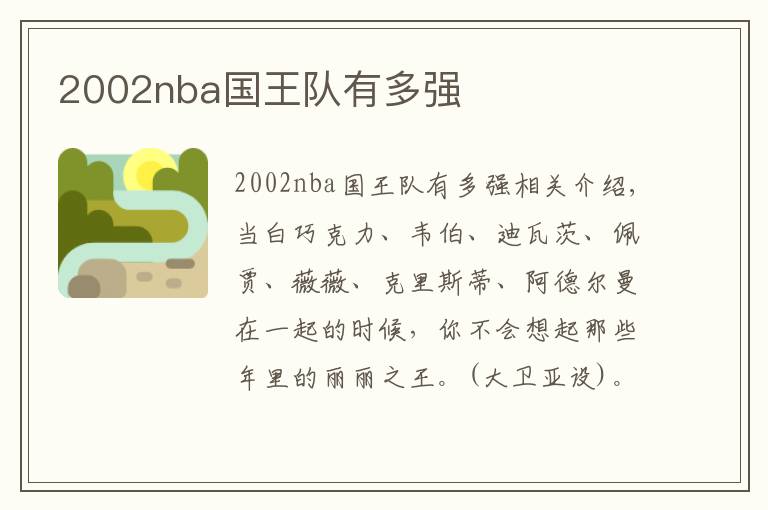 2002nba國(guó)王隊(duì)有多強(qiáng)