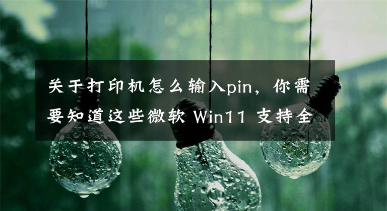 關(guān)于打印機(jī)怎么輸入pin，你需要知道這些微軟 Win11 支持全新打印機(jī)體驗(yàn)：支持 PIN 碼，PSA 應(yīng)用擴(kuò)展