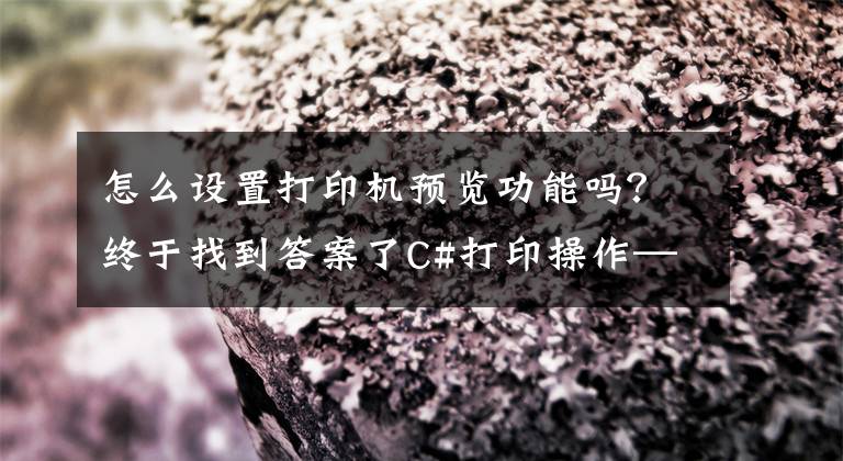 怎么設(shè)置打印機(jī)預(yù)覽功能嗎？終于找到答案了C#打印操作——打印設(shè)置、打印預(yù)覽及打印