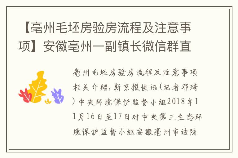 【亳州毛坯房驗房流程及注意事項】安徽亳州一副鎮(zhèn)長微信群直播環(huán)保督察 為企業(yè)放哨