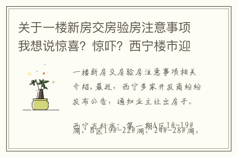 關(guān)于一樓新房交房驗房注意事項我想說驚喜？驚嚇？西寧樓市迎交房潮 業(yè)主如何驗房收房？