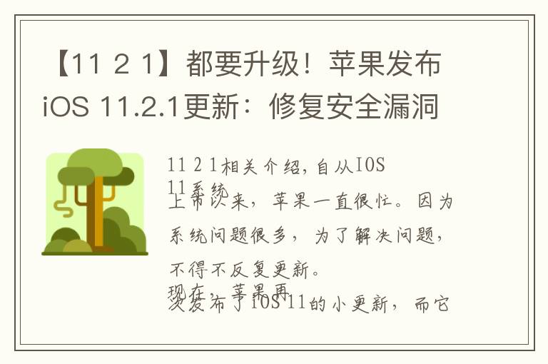 【11 2 1】都要升級(jí)！蘋果發(fā)布iOS 11.2.1更新：修復(fù)安全漏洞