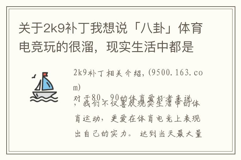 關(guān)于2k9補(bǔ)丁我想說「八卦」體育電競玩的很溜，現(xiàn)實(shí)生活中都是菜B？