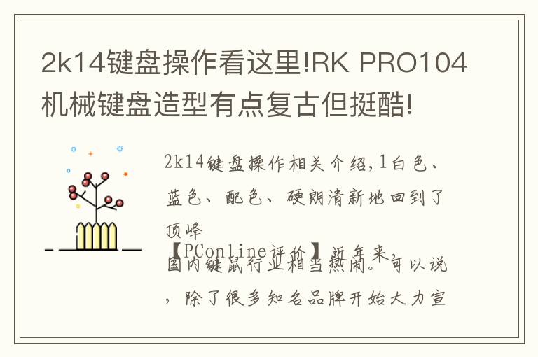 2k14鍵盤(pán)操作看這里!RK PRO104機(jī)械鍵盤(pán)造型有點(diǎn)復(fù)古但挺酷!