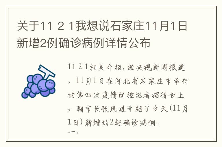 關(guān)于11 2 1我想說石家莊11月1日新增2例確診病例詳情公布