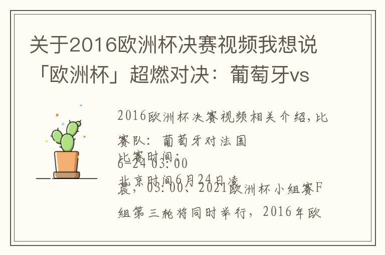 關(guān)于2016歐洲杯決賽視頻我想說「歐洲杯」超燃對(duì)決：葡萄牙vs法國(guó)，大航海家力博高盧雄雞