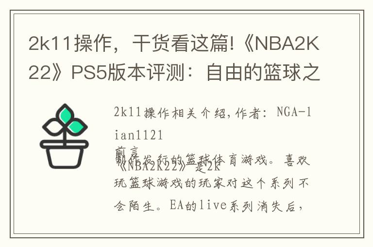 2k11操作，干貨看這篇!《NBA2K22》PS5版本評測：自由的籃球之城 合格的系列續(xù)作