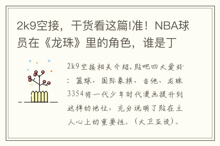 2k9空接，干貨看這篇!準(zhǔn)！NBA球員在《龍珠》里的角色，誰(shuí)是丁彥雨航？