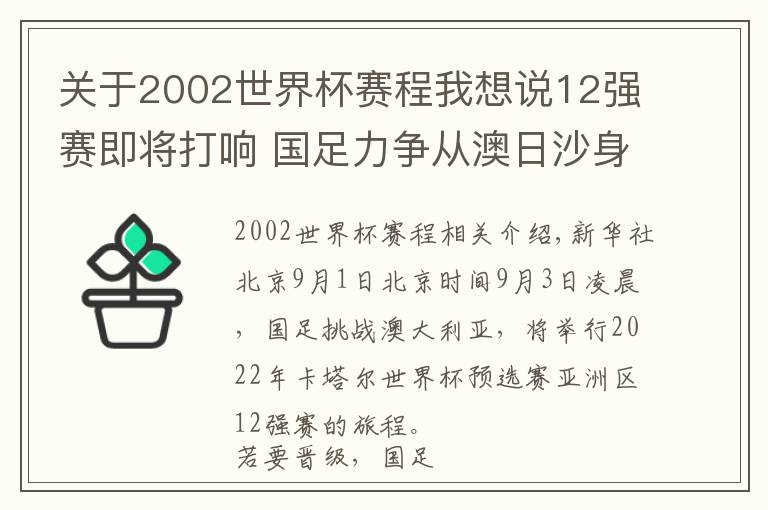 關(guān)于2002世界杯賽程我想說12強(qiáng)賽即將打響 國足力爭從澳日沙身上搶分