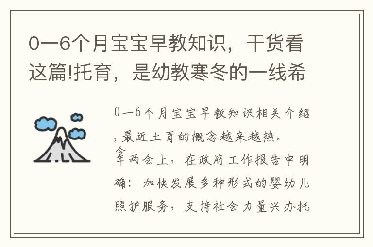 0一6個月寶寶早教知識，干貨看這篇!托育，是幼教寒冬的一線希望嗎