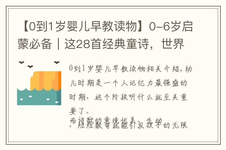 【0到1歲嬰兒早教讀物】0-6歲啟蒙必備｜這28首經(jīng)典童詩，世界對孩子最好的饋贈