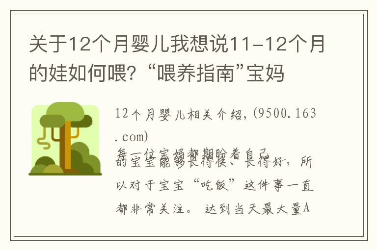 關(guān)于12個月嬰兒我想說11-12個月的娃如何喂？“喂養(yǎng)指南”寶媽收好，孩子長得更快