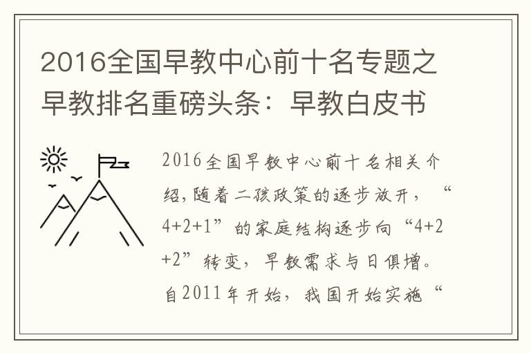 2016全國早教中心前十名專題之早教排名重磅頭條：早教白皮書：2020年早教排行榜，美吉姆成第二