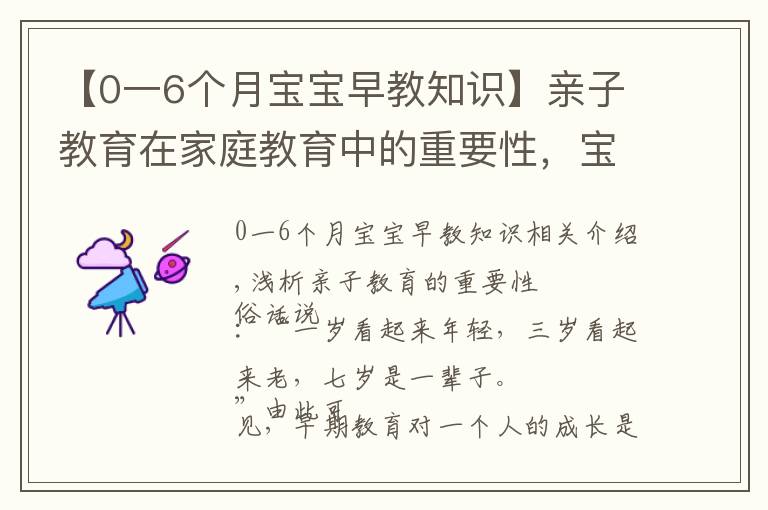 【0一6個月寶寶早教知識】親子教育在家庭教育中的重要性，寶媽們一定要于寶寶積極互動哦