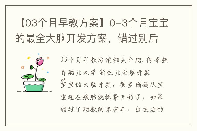 【03個月早教方案】0-3個月寶寶的最全大腦開發(fā)方案，錯過別后悔！