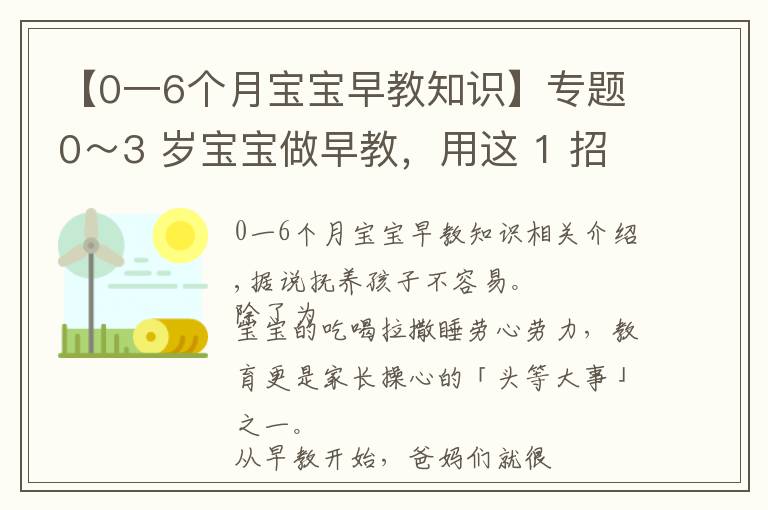 【0一6個月寶寶早教知識】專題0～3 歲寶寶做早教，用這 1 招就夠了