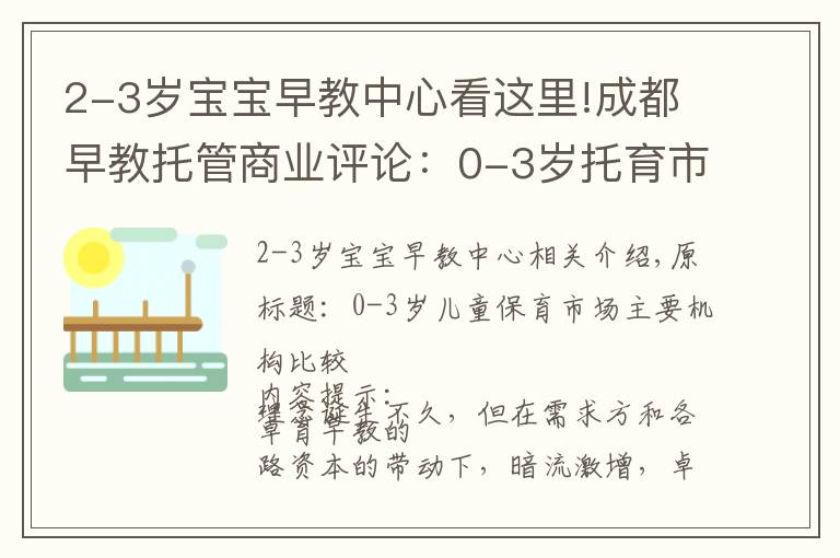 2-3歲寶寶早教中心看這里!成都早教托管商業(yè)評論：0-3歲托育市場主要機構(gòu)比較