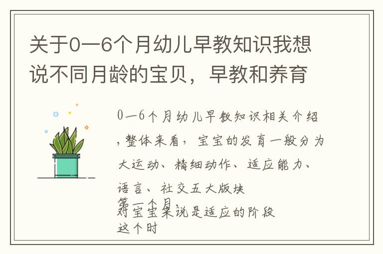 關于0一6個月幼兒早教知識我想說不同月齡的寶貝，早教和養(yǎng)育有哪些需要注意的？