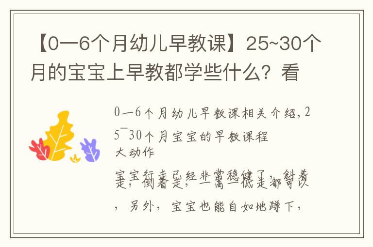 【0一6個月幼兒早教課】25~30個月的寶寶上早教都學(xué)些什么？看這一篇文章就夠了