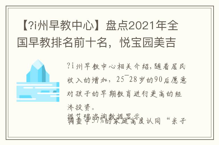 【?i州早教中心】盤點(diǎn)2021年全國早教排名前十名，悅寶園美吉姆蟬聯(lián)前三