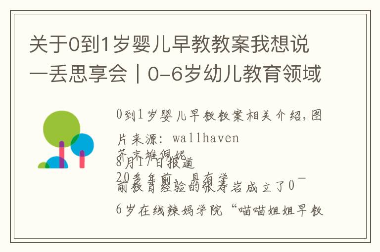 關(guān)于0到1歲嬰兒早教教案我想說(shuō)一丟思享會(huì)｜0-6歲幼兒教育領(lǐng)域潛在的十大創(chuàng)業(yè)機(jī)會(huì)