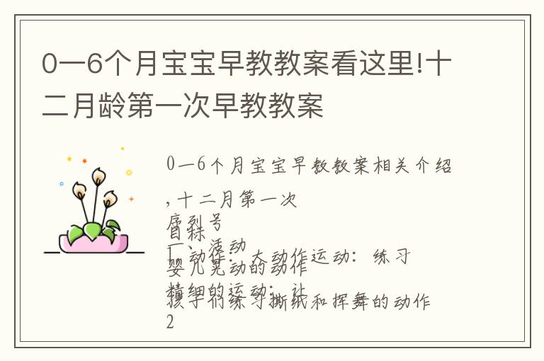 0一6個月寶寶早教教案看這里!十二月齡第一次早教教案