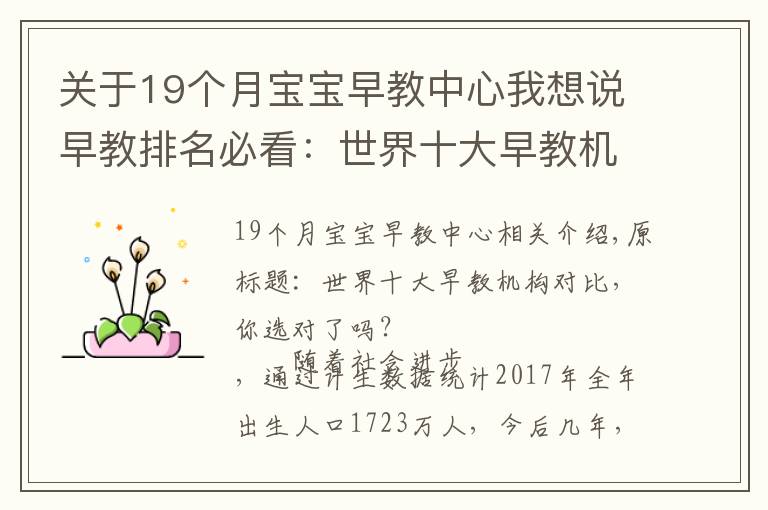 關于19個月寶寶早教中心我想說早教排名必看：世界十大早教機構對比，你選對了嗎？