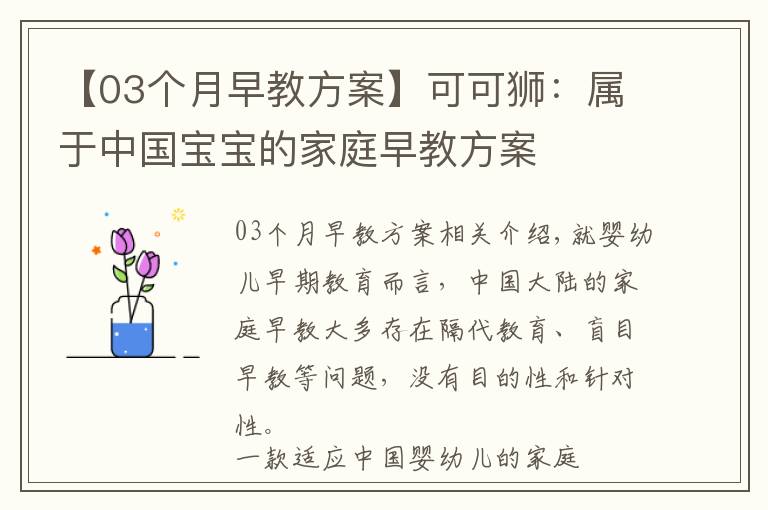 【03個(gè)月早教方案】可可獅：屬于中國(guó)寶寶的家庭早教方案