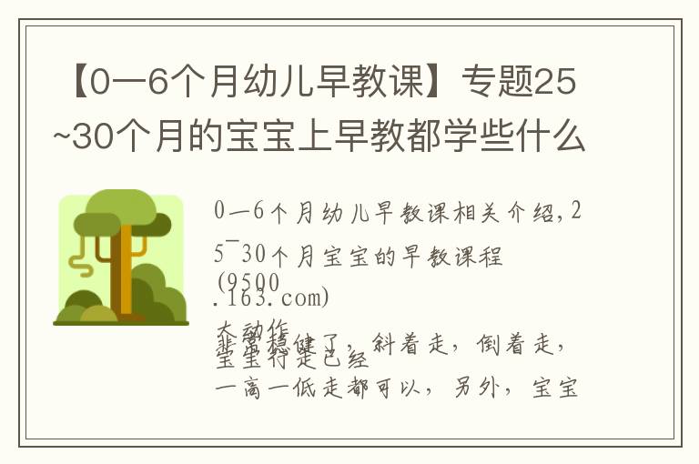 【0一6個月幼兒早教課】專題25~30個月的寶寶上早教都學些什么？看這一篇文章就夠了