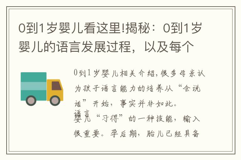 0到1歲嬰兒看這里!揭秘：0到1歲嬰兒的語言發(fā)展過程，以及每個階段培養(yǎng)的重點