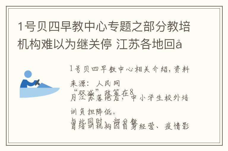 1號貝四早教中心專題之部分教培機構難以為繼關停?江蘇各地回應家長“退費難”