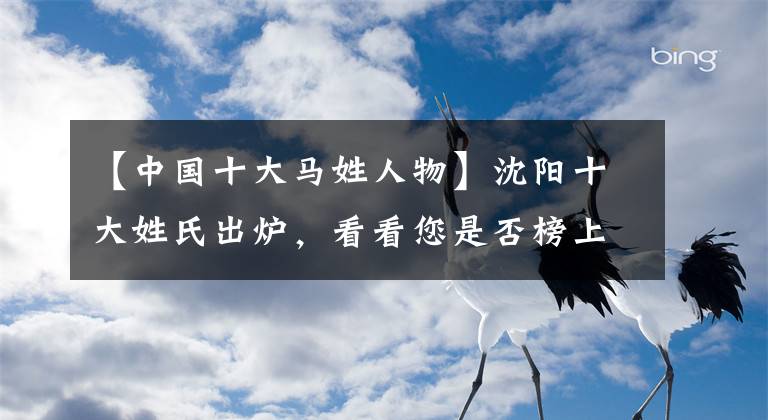 【中國(guó)十大馬姓人物】沈陽(yáng)十大姓氏出爐，看看您是否榜上有名？