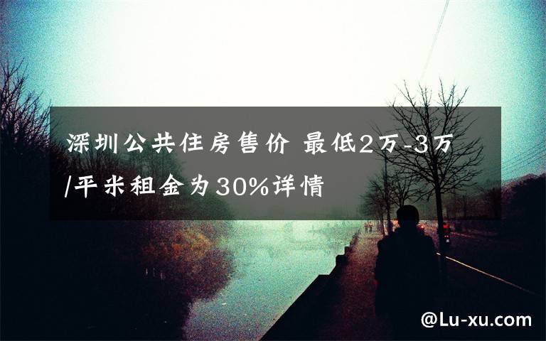 深圳公共住房售價(jià) 最低2萬(wàn)-3萬(wàn)/平米租金為30%詳情