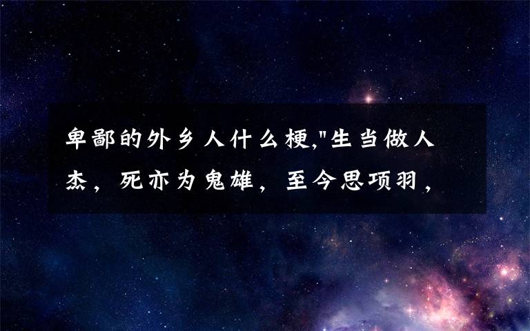 卑鄙的外鄉(xiāng)人什么梗,