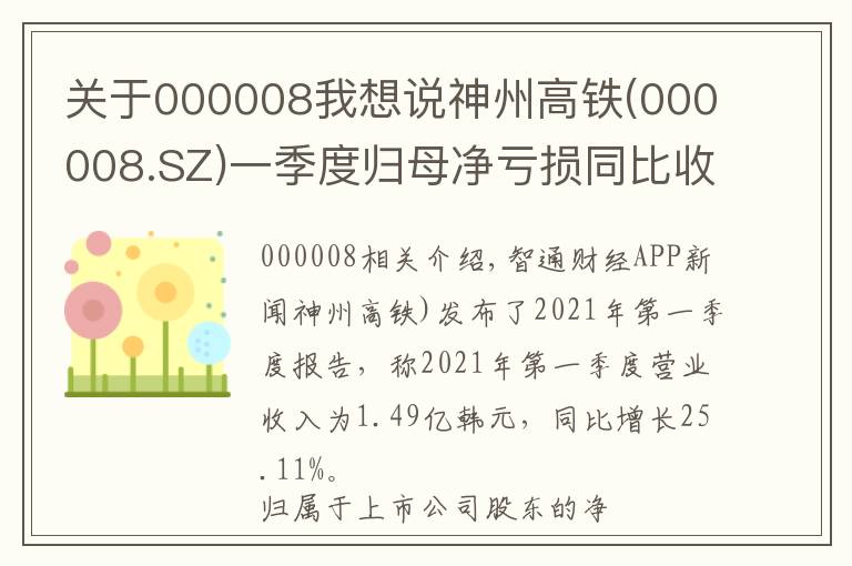 關(guān)于000008我想說(shuō)神州高鐵(000008.SZ)一季度歸母凈虧損同比收窄20.52%至8601.03萬(wàn)元