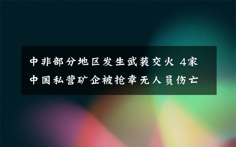 中非部分地區(qū)發(fā)生武裝交火 4家中國私營礦企被搶幸無人員傷亡