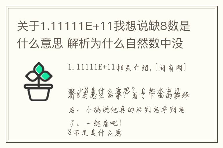 關(guān)于1.11111E+11我想說缺8數(shù)是什么意思 解析為什么自然數(shù)中沒有8原因