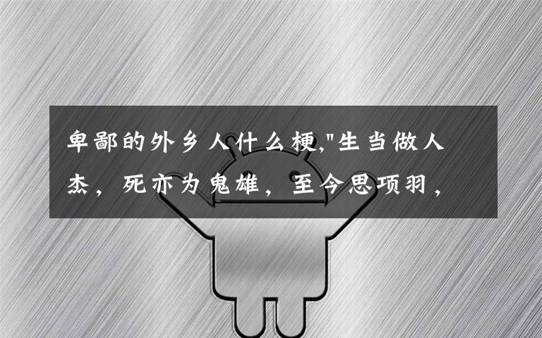 卑鄙的外鄉(xiāng)人什么梗,