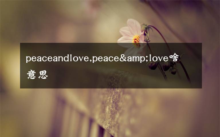 peaceandlove,peace&love啥意思