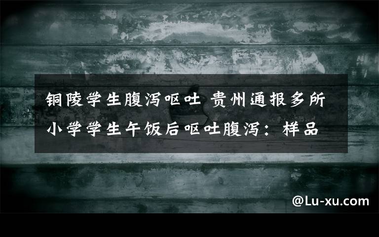 銅陵學生腹瀉嘔吐 貴州通報多所小學學生午飯后嘔吐腹瀉：樣品送檢 送餐公司已停業(yè)