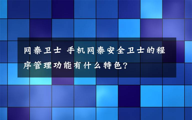 網(wǎng)秦衛(wèi)士 手機(jī)網(wǎng)秦安全衛(wèi)士的程序管理功能有什么特色?