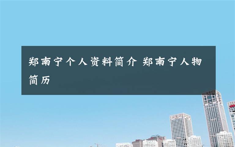 鄭南寧個(gè)人資料簡介 鄭南寧人物簡歷