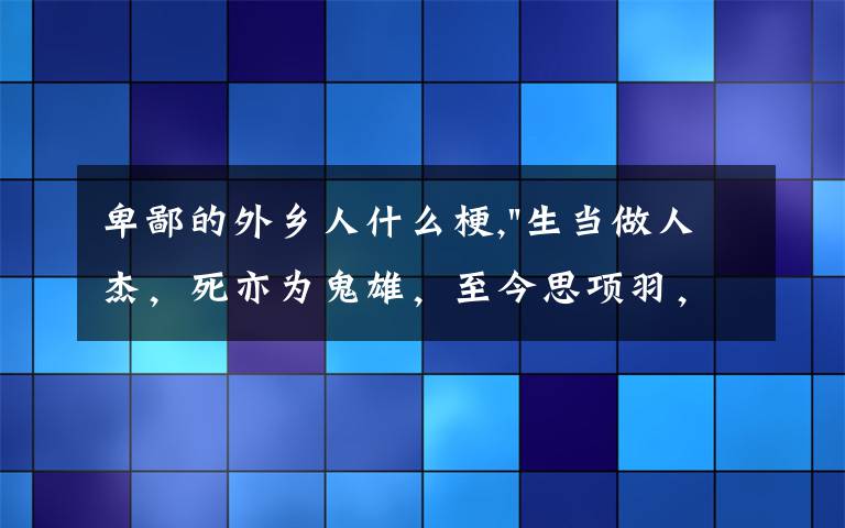 卑鄙的外鄉(xiāng)人什么梗,